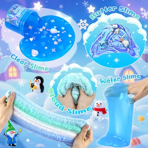 LAWOHO Blue 12 Pack Slime Advent Calendar 24 Days Kids Holiday Gift