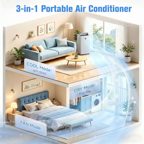 14000 BTU Portable Air Conditioner for Rooms Up to 750 Sq Ft