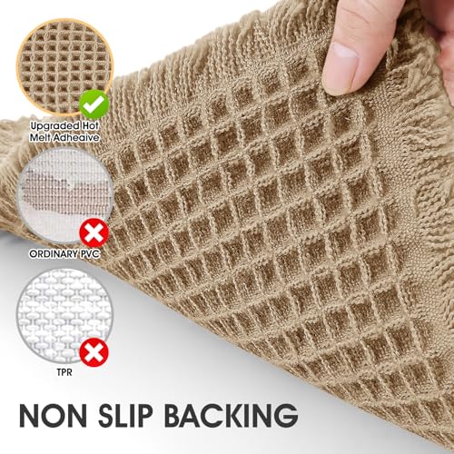 IM HOME Waffle Bath Mat Beige 32x20 Boho Non Slip Washable Rug