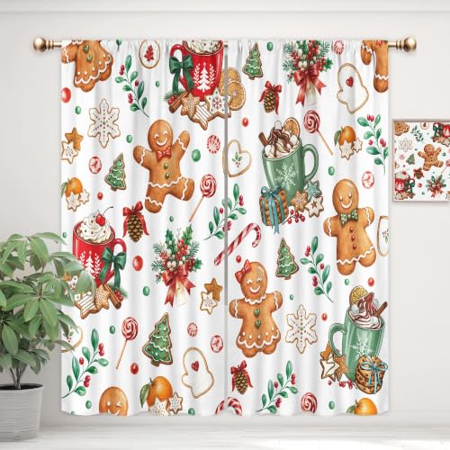 Mitpok Gingerbread Christmas Curtains 52W x 84L, Pack of 2