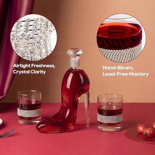 High Heel Whiskey Decanter Set 750ml with 2x350ml Glasses – Glass Shoe Gift