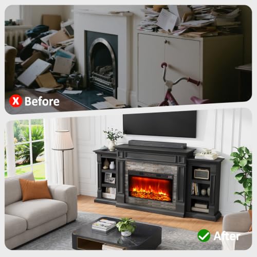 Naice 80" Electric Fireplace with Mantel TV Stand for Living Room |