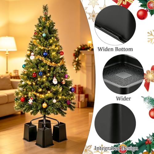 6 Inch Black Plastic Christmas Tree Risers Set of 4 | Space-Saving Holiday Decor Support
