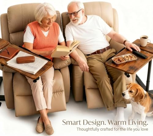 Adjustable Swivel Side Table for Recliner, Tilting Laptop Desk
