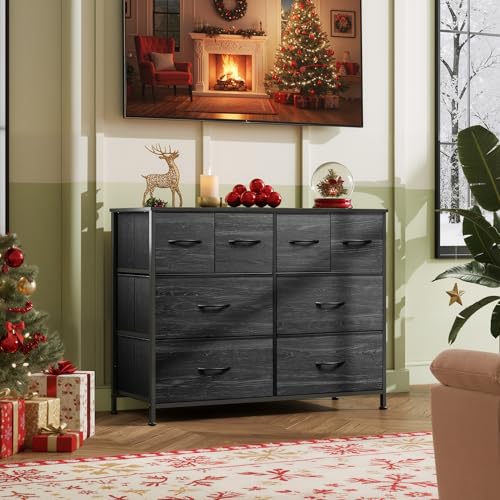 Wide 8-Drawer Fabric Dresser - Storage Chest with Wood Top & Steel Frame