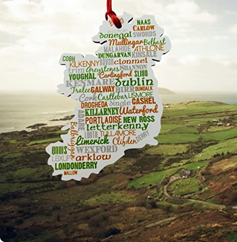 Ireland Ornament – Wooden Christmas Tree Decor with Irish Town Names, 4"