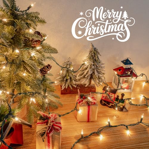 HEYFUNi 2-Pack Warm White Christmas String Lights 11.5ft with Green Wire - End-to-End Connectable, Indoor & Outdoor