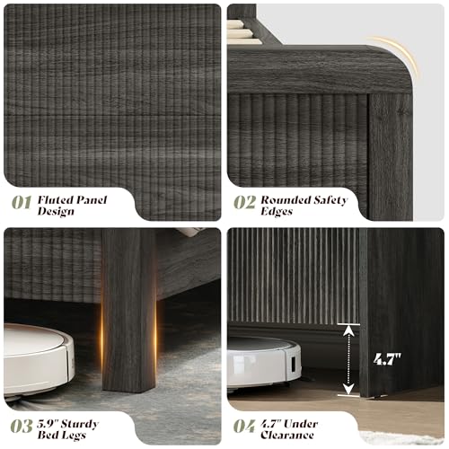 3-Piece Modern Fluted Full Size Bedroom Furniture Set with Nightstands