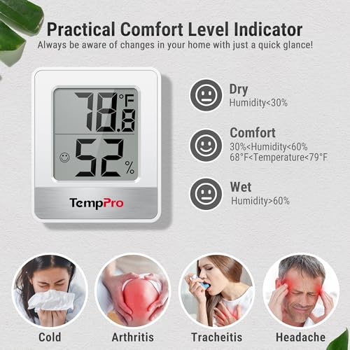 TempPro Digital Indoor Thermometer and Humidity Monitor Hygrometer