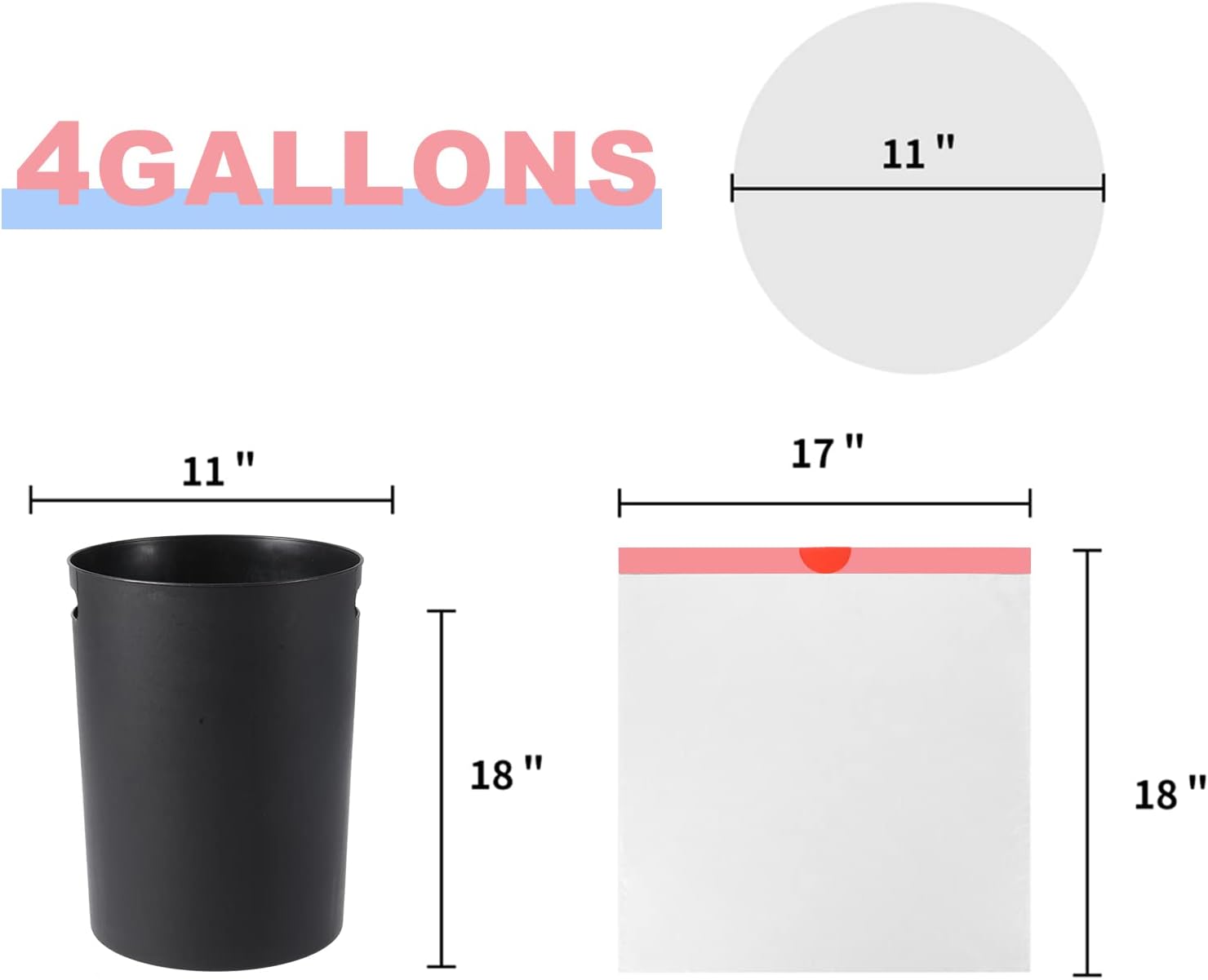 Skiennix 4 Gallon Drawstring Trash Bags - Thickened & Stretchy for Office, Kitchen, Bathroom | 100 Count