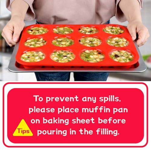 12 Cup Nonstick Silicone Muffin Pan for Baking Cupcakes & Egg Bites