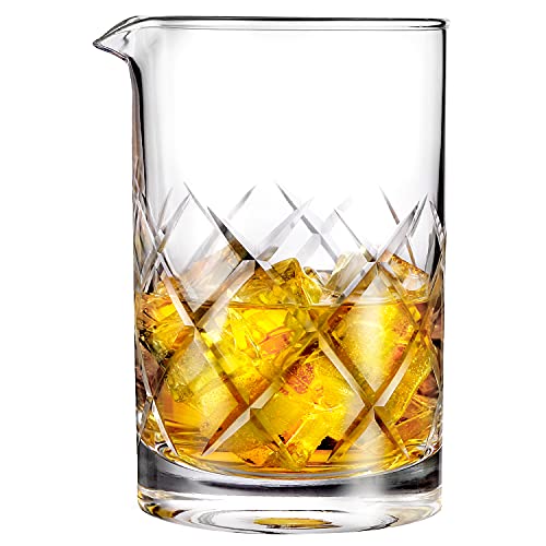 Hiware 24 Oz Cocktail Mixing Glass - Thick Bottom, Seamless Lead-Free Crystal