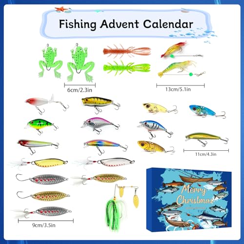 Fishing Advent Calendar 2026 - 24 Days Christmas Countdown Lures Set