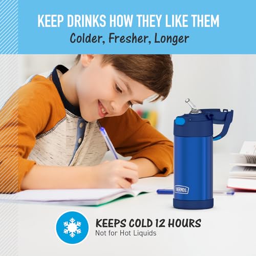 Insulated Stainless Steel Kids Water Bottle with Straw, 12oz, Blue