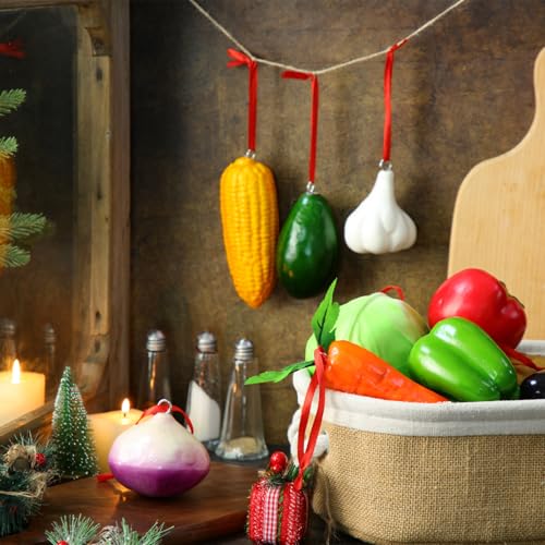 Cinnvoice 8 PCS Vegetable-Themed Christmas Ornaments – Brussels Sprouts, Tomatoes, Avocados & More