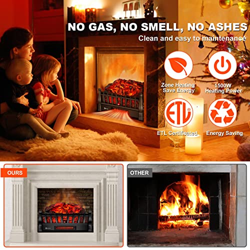Electric Fireplace Logs Insert with Remote Control and Adjustable Heat