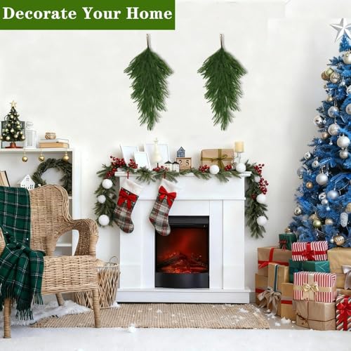 29.5-Inch Artificial Christmas Teardrop Swags, 2-Piece Hanging Greenery Set