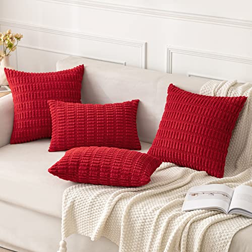 MIULEE Red 18x18 Corduroy Throw Pillow Covers (Pack of 2) 18" x 18"