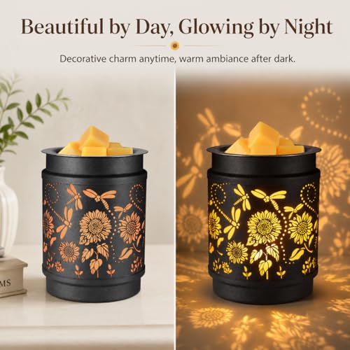 Sunflower Metal Wax Melt Warmer – Electric Fragrance Candle Oil Burner