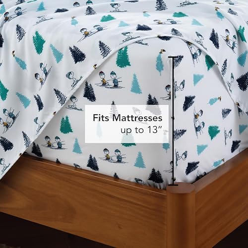 Snoopy's Winter Wonderland King Sheet Set - Microfiber Bed Sheets, 4 Pieces