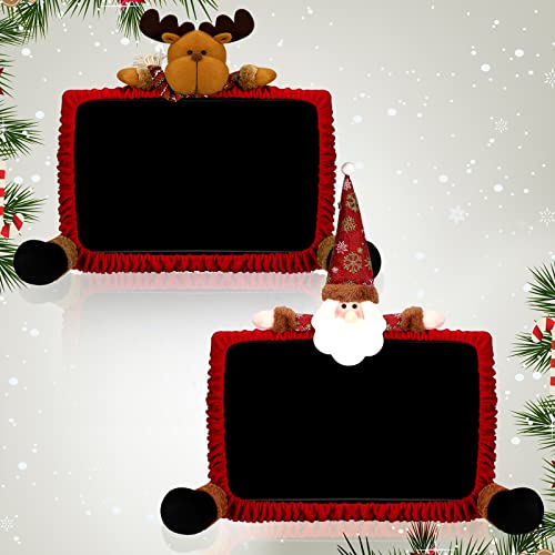Oudain 2-Pack Christmas Monitor Covers with Santa & Reindeer Decorations, Fits 19-27 inch Screens