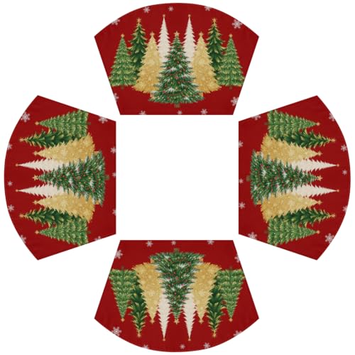 Christmas Placemats Set of 4 with Xmas Tree Pattern, 17.5x11.8 Inches - Holiday Table Decor