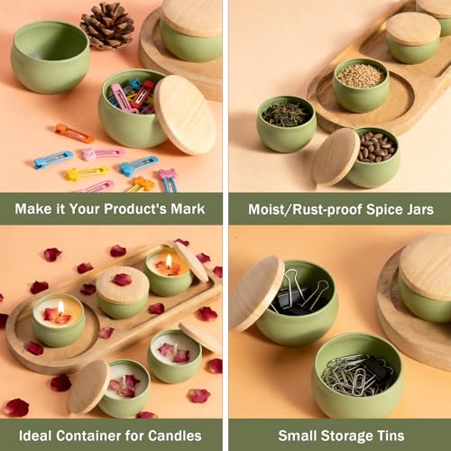 16-Pack 2.5oz Metal Candle Tins with Wood-Grain Lids