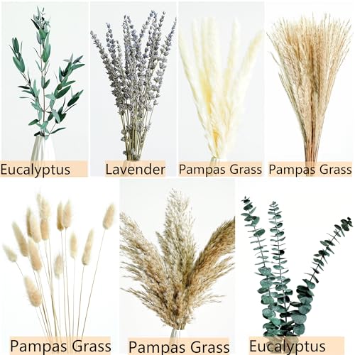 Dried Pampas Grass & Eucalyptus Bouquet for Boho Home & Wedding Decor