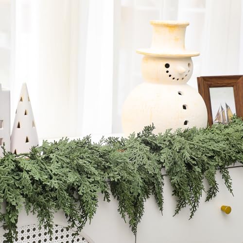 Jutom 12 ft Artificial Cedar Garland Christmas Holiday Decor