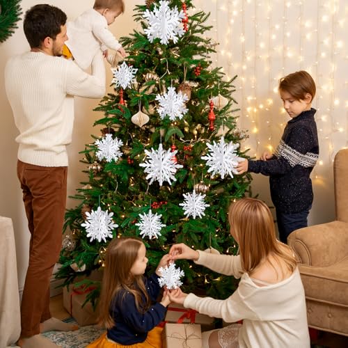 36 Pack Christmas Hanging Snowflakes Decorations - 3D Paper Ornaments for Holiday & Winter Decor