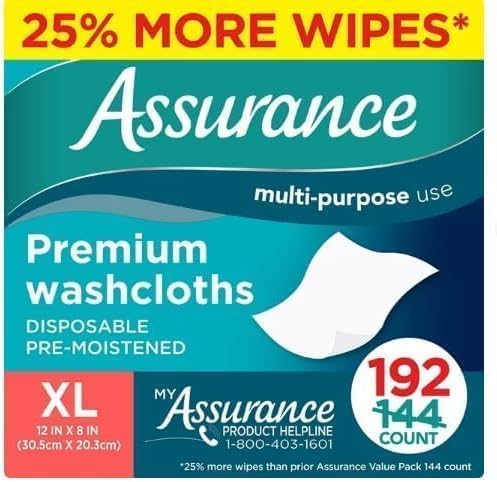 Extra-Large Disposable Washcloths, Pre-Moistened Cleansing Wipes - 192 Count