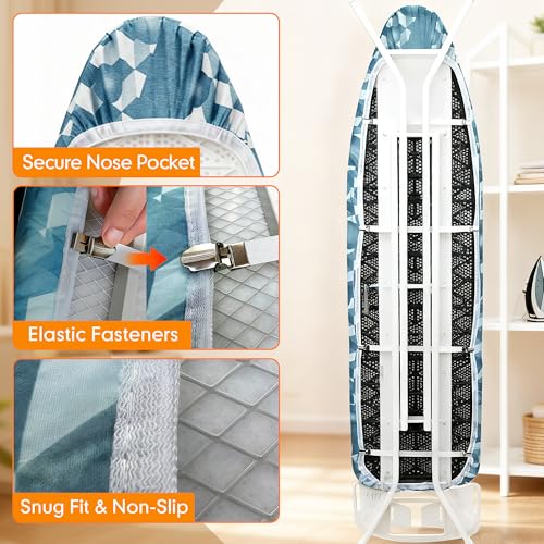 Dalykate Extra Wide Ironing Board Cover and Pad 18x49 Heavy Duty Scorch Resistant Berry Blue