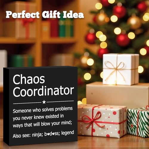Chaos Coordinator Gifts Wooden Box Sign 5in x 5in x 1.1in, Xiahuyu 003