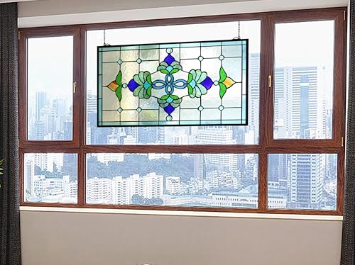 Extra Large 32 Inch Handmade Victorian Stained Glass Window Panel