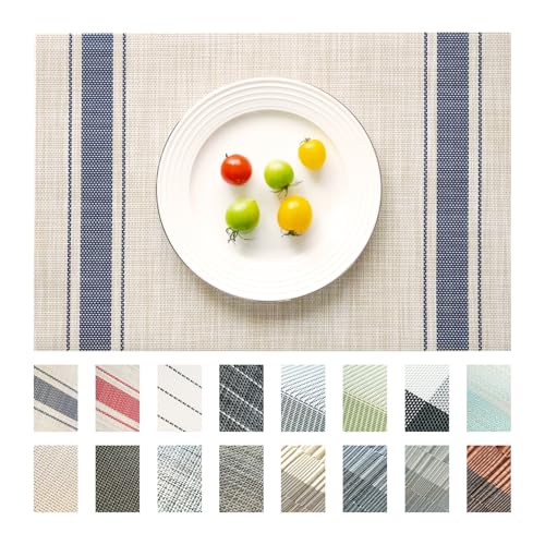 Woven Vinyl Placemats Set of 4 - Heat-Resistant Washable Dining Table Mats