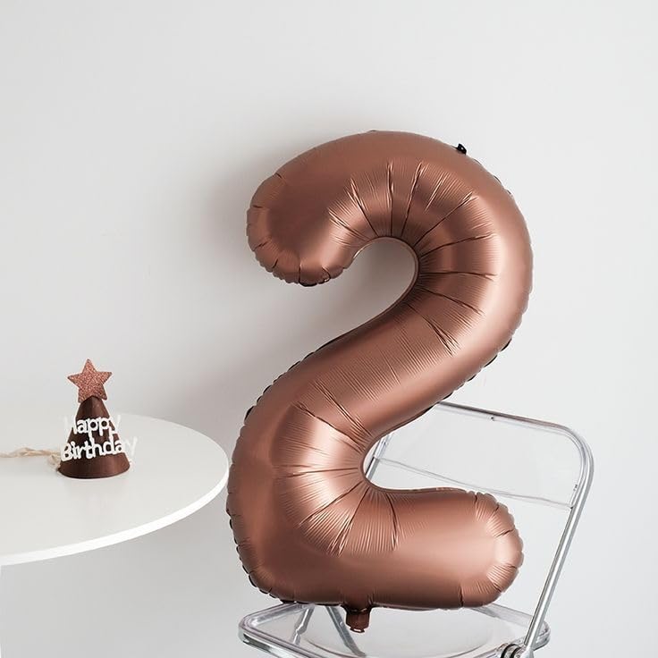 Skiennix 40-Inch Coffee Brown Number Balloons - Perfect for 2nd, 12th, 21st Birthday & Celebration Decor