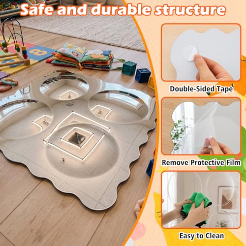 Sensory Wall Bubble Mirror for Kids, 19-inch Acrylic Convex Sensory Toy