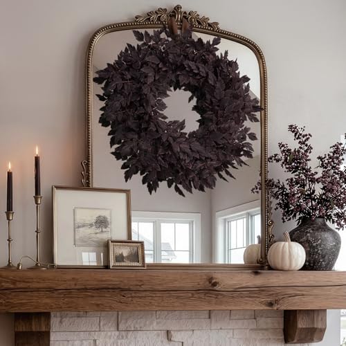 24-Inch Plum Leaf Fall Wreath for Front Door, Halloween & Autumn Decor