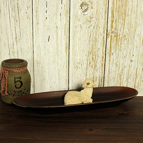 Rustic Oval Wooden Decorative Plate 16-Inch Antique Finish Candle Tray
