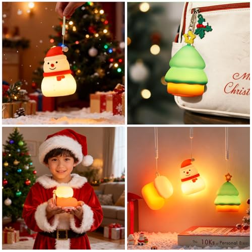 ollycasa Christmas Night Light Set of 3 – Rechargeable Dimmable Snowman, Tree & Boot Night Lights (Variation: Christmas set)