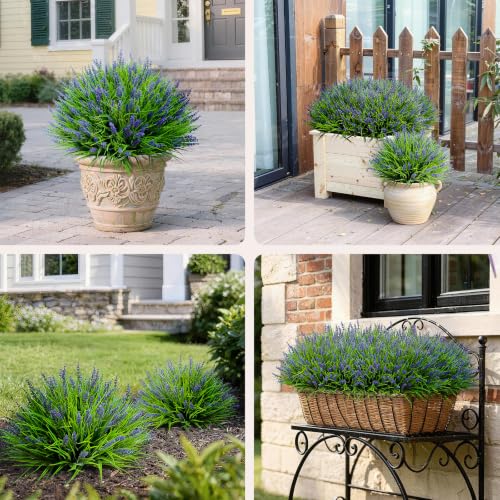 Artificial Monkey Grass with Flowers, 12-Bundle UV-Resistant Faux Plant Set