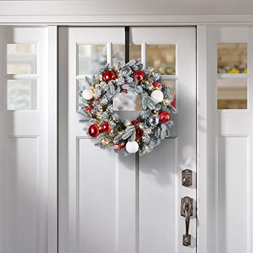 Adjustable Over the Door Wreath Hanger - Matte Black Heavy Duty Metal