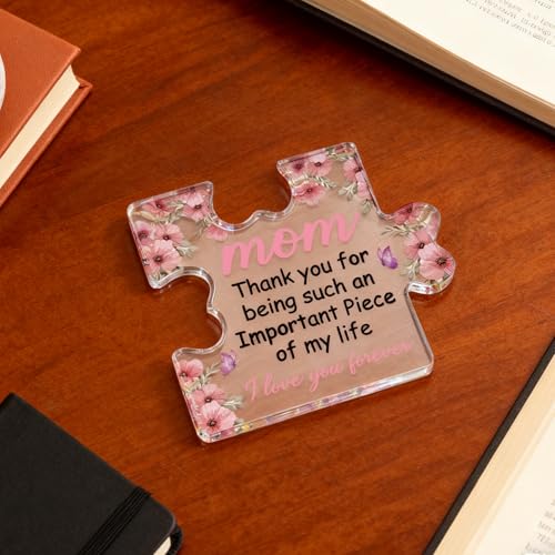 Personalized Mom Christmas Gift Acrylic Puzzle Decor from Daughter Son