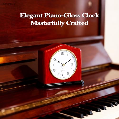 Handcrafted Solid Wood Mantel Clock with Silent Quartz Movement