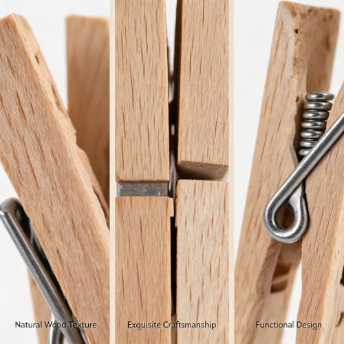 Natural Hanging Photo Display Decor 100 Wooden Clothespins with 64 Feet Jute Twine