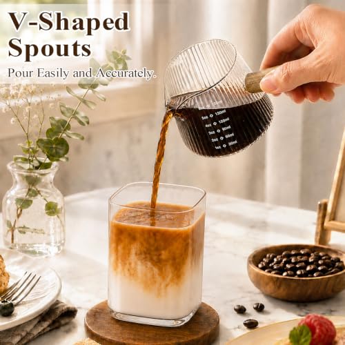CUPLOOV 6oz Espresso Shot Glass Cup with Handle - Coffee Measuring & Bar Accessory