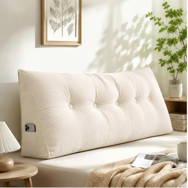 Twin XL Dorm Headboard Pillow - Plush Wedge Cushion for Back Support