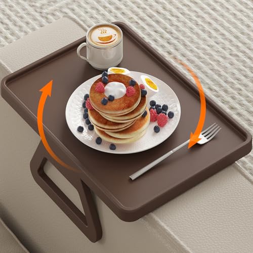 Adjustable Rotating Sofa Armrest Tray Table, Foldable Couch Snack Tray