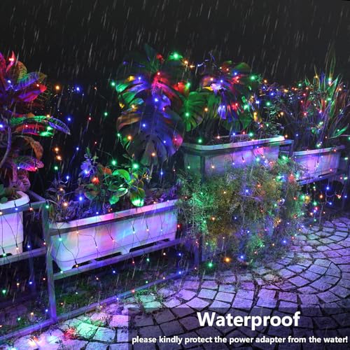 iBaycon 4FT x 6FT Multicolor Outdoor Christmas Net Lights Mesh with 8 Modes & Timer