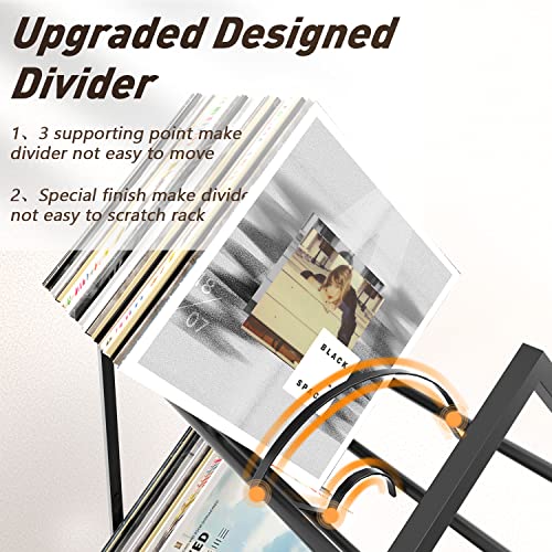 2-Tier Vinyl Record Storage Rack - Holds 200 LPs with Dividers
